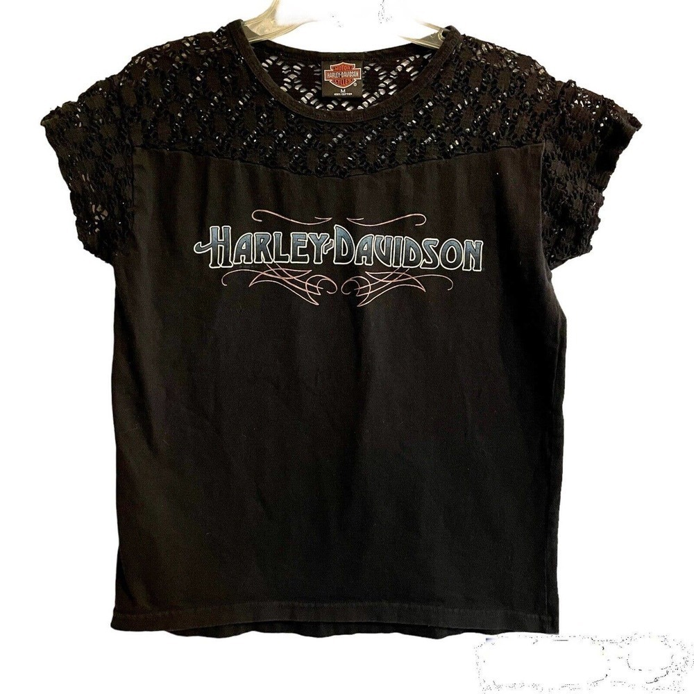 Harley Davidson Medium T Shirt Black Graphic Short Sleeve Mid-Ohio Biker… - Picture 1 of 6